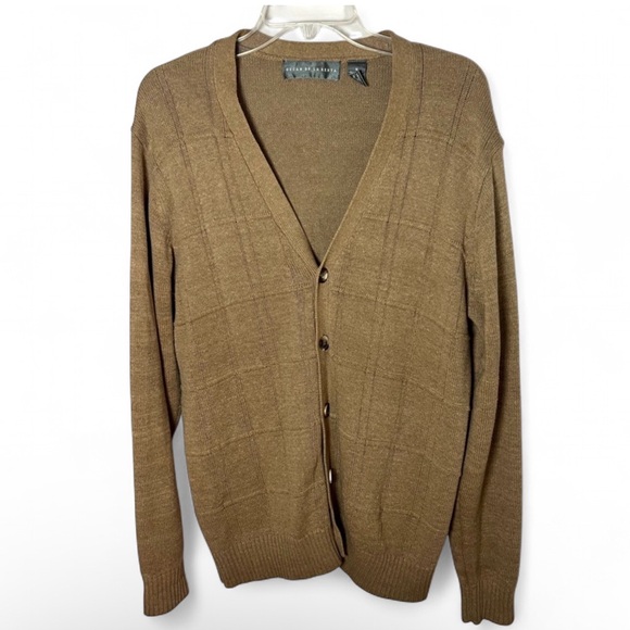 Oscar de la Renta Other - Oscar De La Renta Men’s Cardigan Sweater Tan Button Up Grandpa Old Money Size M